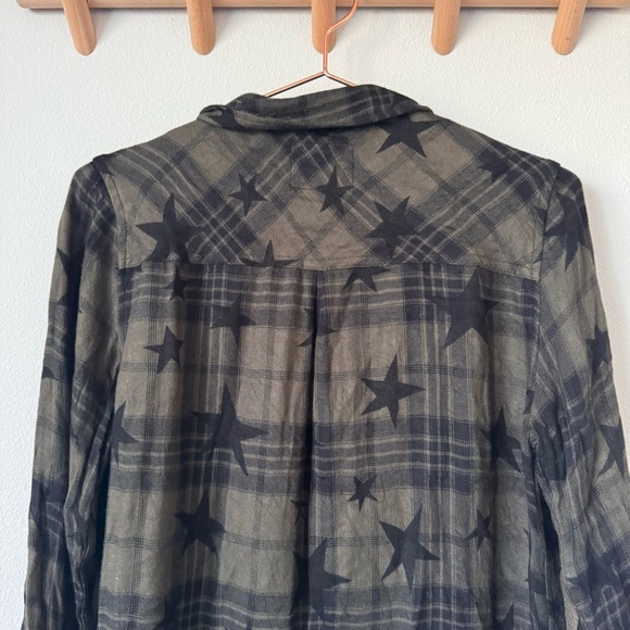 Rails Hunter Olive Jet Stars Plaid Button-Down Blouse - Green/Black - Picture 10 of 12